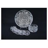 Cut Glass & Crystal Platter, Coasters  & Bowl