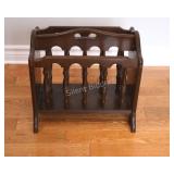 VTG Wood Magazine Holder w Turned Spndles