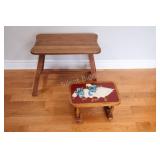 Rustic Wooden Seat & Rocking Foot Stool