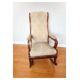 Victorian Rocking Chair w Swan Neck Carved Arms