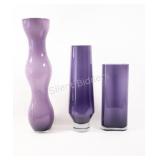 Purple Overlay Glass Art Vases