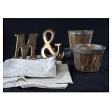 Assorted Table Linen & Runners, Ceramic Wall Art