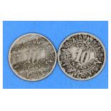 1936-1946 10c Centavos Estados Unidos Coins