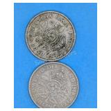 1947 & 1950 Great Britain Two Shillings Coins