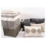 Fabric Hamper w Decorative Toss Cushions