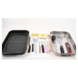 Roasting Pans w Various Cooking Utensils.