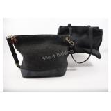 Black Canvas & Raffia Shoulder Bags