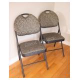 Pair of Metal Frame Padded  Folding Chairs