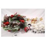 Artificial Christmas Wreath w Glass Ornaments