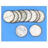 1964 & 1968 Canada Silver Circulated Quarters