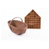 Split Oak Basket w Wall Frame Wooden Shadow Box