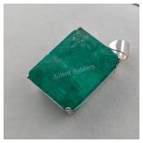$8,070 - 3.9 ct Cert. Silver Emerald Gem Pendant