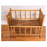 VTG Baby Wood w Decal Doll Crib