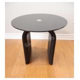 Modern Round Black Glass Top Coffee Table