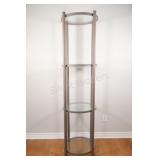 Tier Bushed Grey Metal & Glass Display Stand