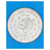 1958 Mexican1 Peso Silver Coin.