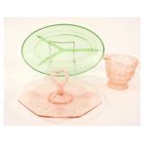Hazel Atlas Dish & Pink Depression Glass Tray