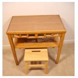 Mid-Century Rectangular Table & Stools
