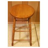Antique Wooden Stool w Round Seat & Turned Legs