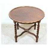 Antique Side Table w Walnut Barley Twist Legs