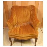 Mid Century Upholstered Mustard Yellow Arm Chair