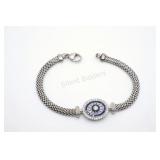 Sterling Rope w Blue & White Stone Bracelet