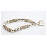 Sterling Rope & Heart Bracelet