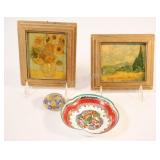 Beckard Line Prints, Enameled Dish, Paperweight