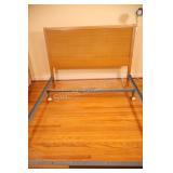 Art Deco Fruitwood Double Head Board w Rails