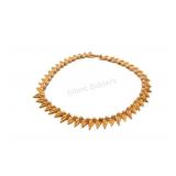 Costume textured Gold Leaf w Faux Pearl Necklace