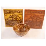 VTG Wooden Boxes by Dutch Artist,Earthenware Bowl