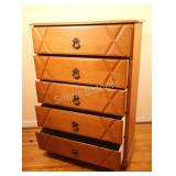 Art Deco Fruitwood Five Drawer Dresser