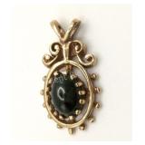 10K Yellow Gold & Nephrite Jade Pendant