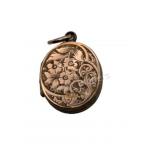 Antique 10K Rose Gold Engraved Floral Locket