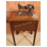 VTG National Cast Iron Sewing Machine in Wood Case