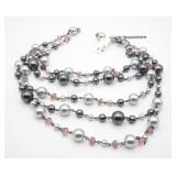 Multi Strand Beaded Necklace w Bracelet