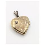 VTG Gold Filled Engraved Diamond Heart Locket