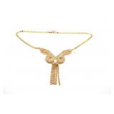 VTG Rhinestone-Floral Pendant w a Tassel Element