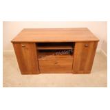 Wooden Media Console Cabinet w Open Shelving,