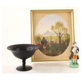 R. Dapra Signed Print w Black Satin Compote