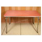 1950s Red Formica-top Kitchen Table w Chrome Legs