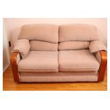 VTG Love Seat w Distinct Wooden Side Arms