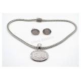 .925 Silver Rope Necklace & Matching Earring Set