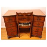 Antique Serpentine Mahogany Pedestal Desk