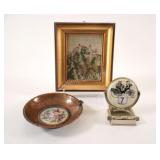 Petite Point Framed Art & Ashtray w Perpetual Flip