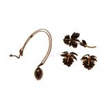 Costume Jewelry Necklace w Brooch & Earring Set