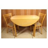 Pine, Drop Leaf Bistro Set w Two Chairs