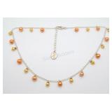 Sterling Yellow & Orange Mother of Pearl Necklace