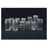 Gem, Ball, Improved & Crown Mason Glass Jars w Lid