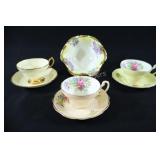 Assorted Bone China Tea Cups w Plate